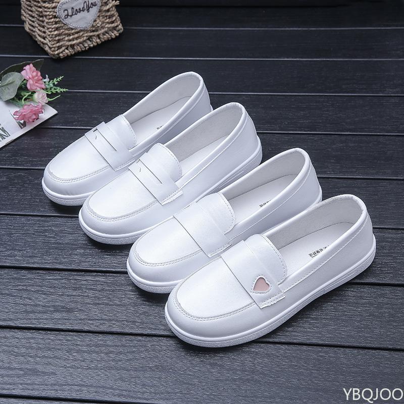 Fashion Women's Soft Sole White Breathable Non Tiring Foot Comfortable Non Slip Single Shoe Spring/summer New Casual Flat Shoes