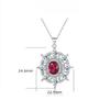 S925 Silver Ruby Natural Stone Zircon Pendant Sunflower Octagram Necklace Women's Premium Sterling Silver Clavicle Chain