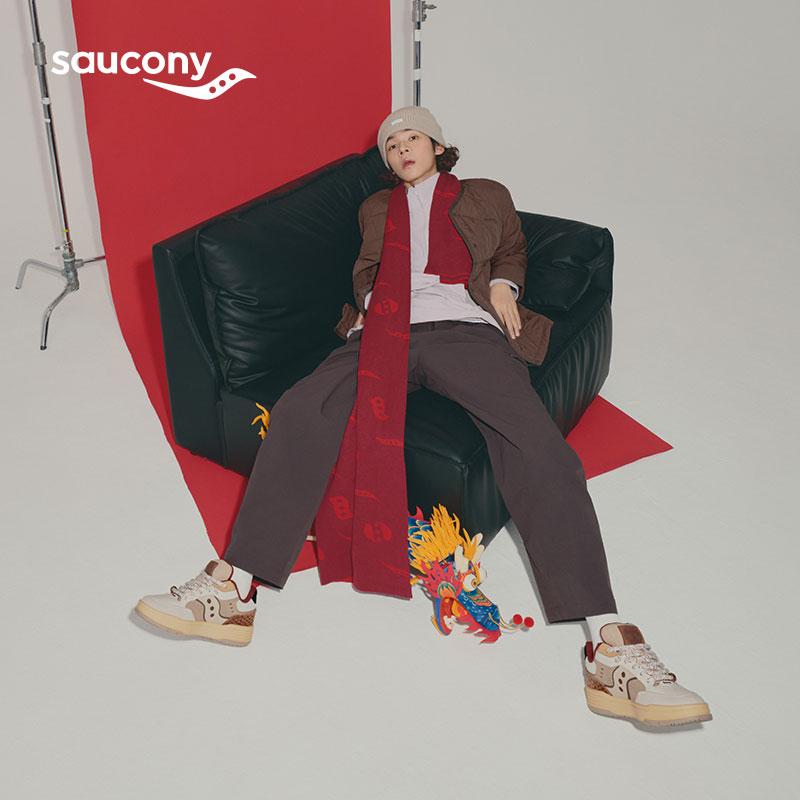 SAUCONY Cny Ретро Кожаные Кроссовки на Шнуровке Нескользящие Износостойкие Дышащие Низкие Кроссовки Унисекс Бежевый Коричневый S79045-11