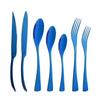 Посуда Зеркало 1 шт., синие столовые приборы из нержавеющей стали 304, вилка, нож, ложка, десертные вилки, набор столовых приборов, посуда для вечеринки, свадьбы