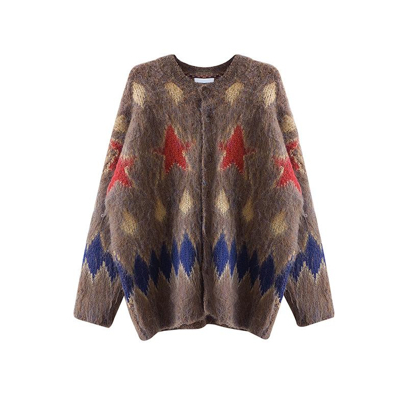 Рождественский винтажный свитер с круглым вырезом для мужчин, свободный повседневный вязаный кардиган Harajuku High Street на осень-зиму