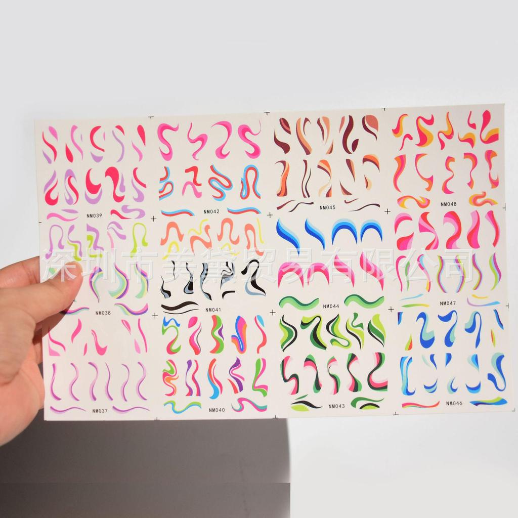 Абстрактные наклейки для ногтей с улыбающимся лицом, вымачиваемые в воде - Большие листы