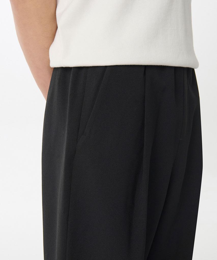 Musinsa Standard Crepe One-Pleat Wide Elastic Pants [Black]