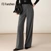Fanzhen Women's High-Waist Thick Woolen Wide-Leg Pants