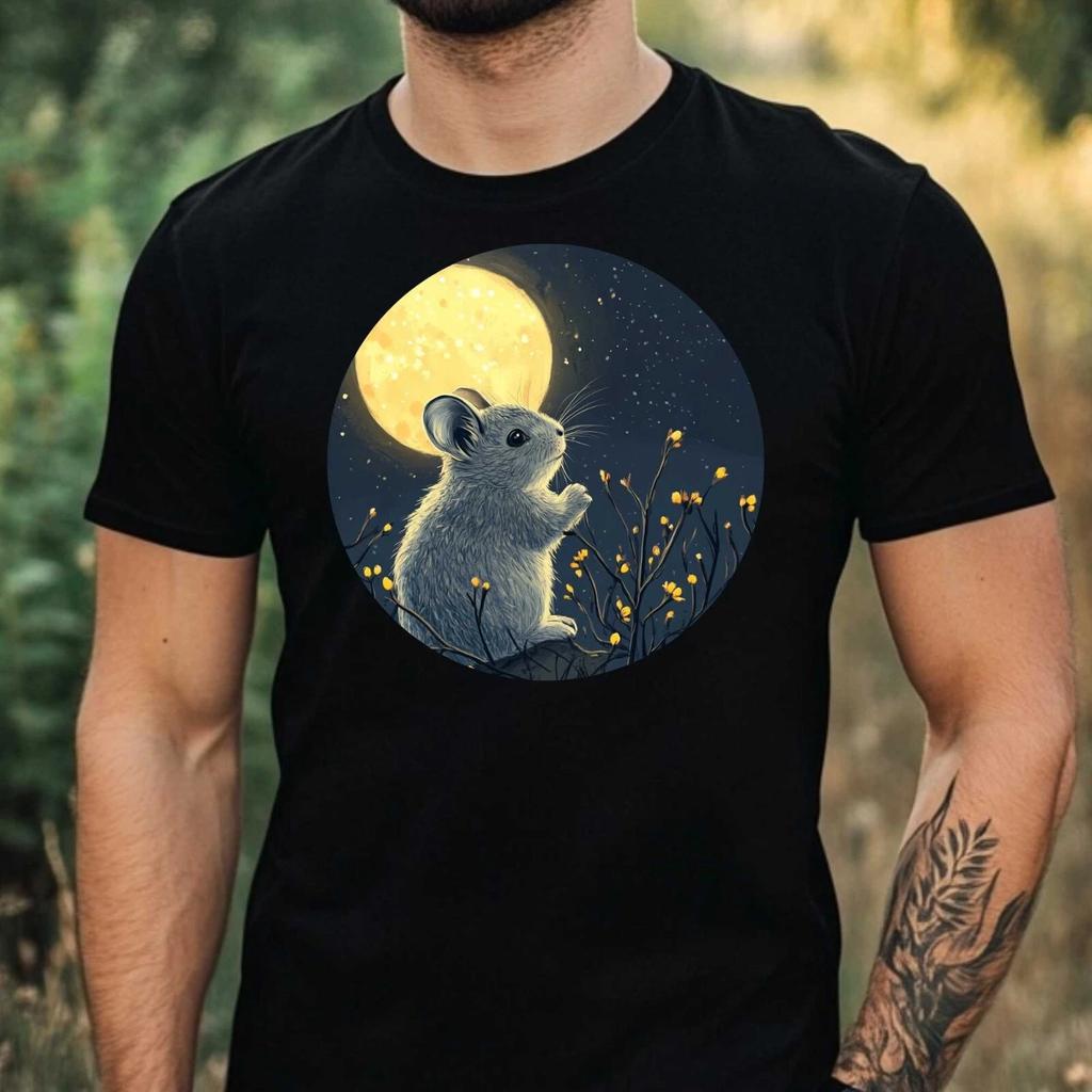 T-Shirt Herren Chinchilla im Mondlicht Motiv Baumwolle Größe XS bis 5XL