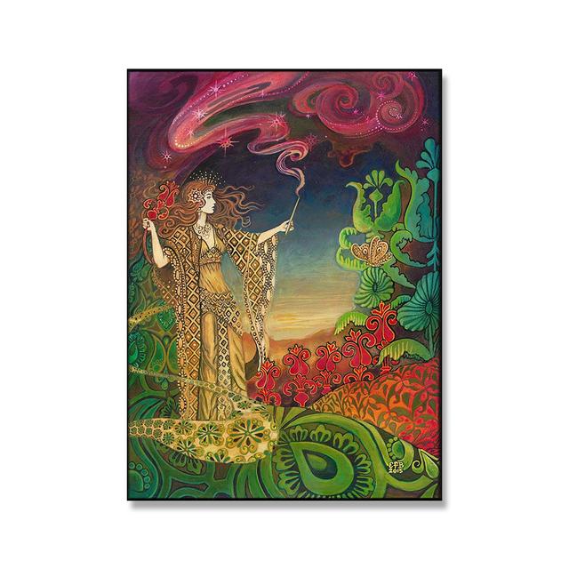 Греческий миф, богиня, ведьма, языческий настенный художественный постер, психоделический богемный цыганский холст, картина с принтом, домашний декор для спальни