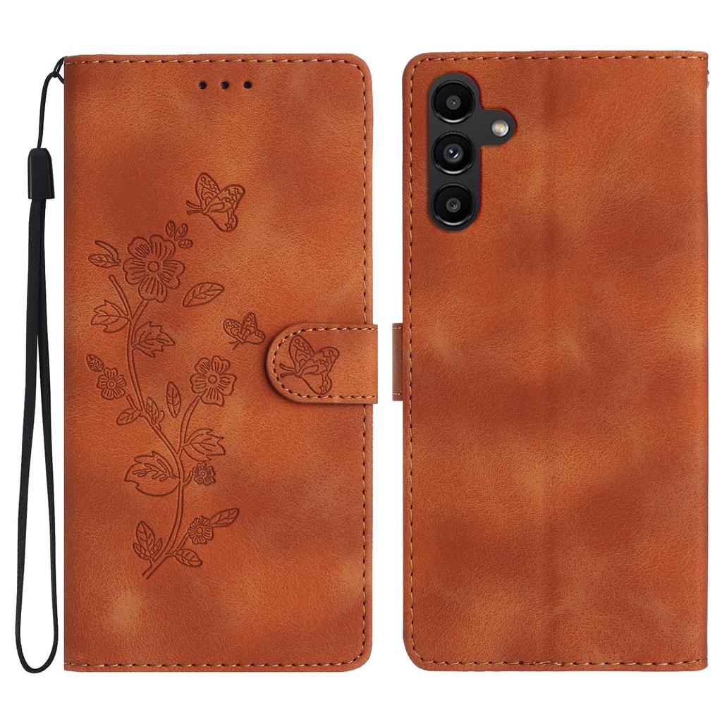 For Samsung Galaxy A15 5G Case Slim-Fit Leather Imprinted Flower Phone Cover with Stand and Wallet