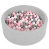 Soft Ball Pit Pool 90x30cm/200 Balls Round for Baby Toddler Foam, Light Grey:white-grey-light Pink