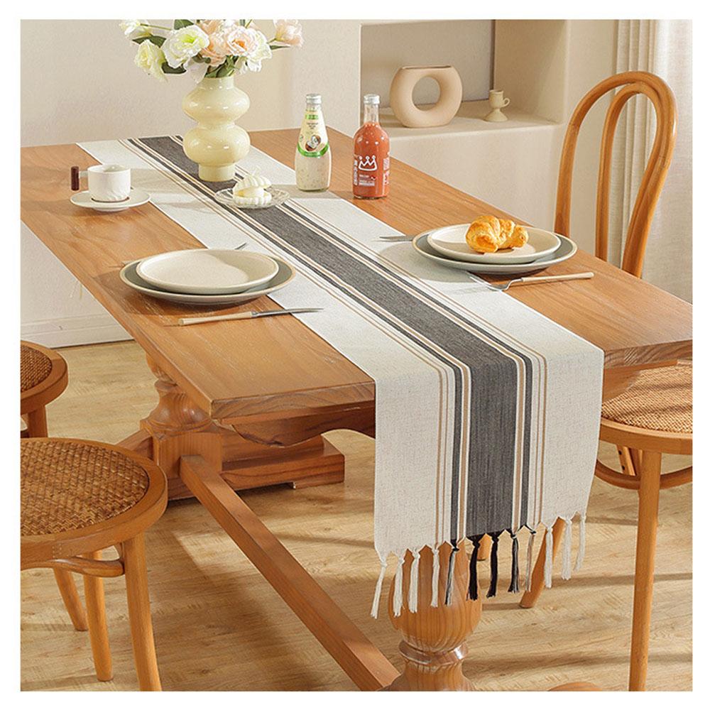 Рождественская дорожка на стол с кисточками ручной работы, полосатая дорожка на стол, украшение в стиле бохо, дорожка на журнальный столик для дома, 13x72 дюйма