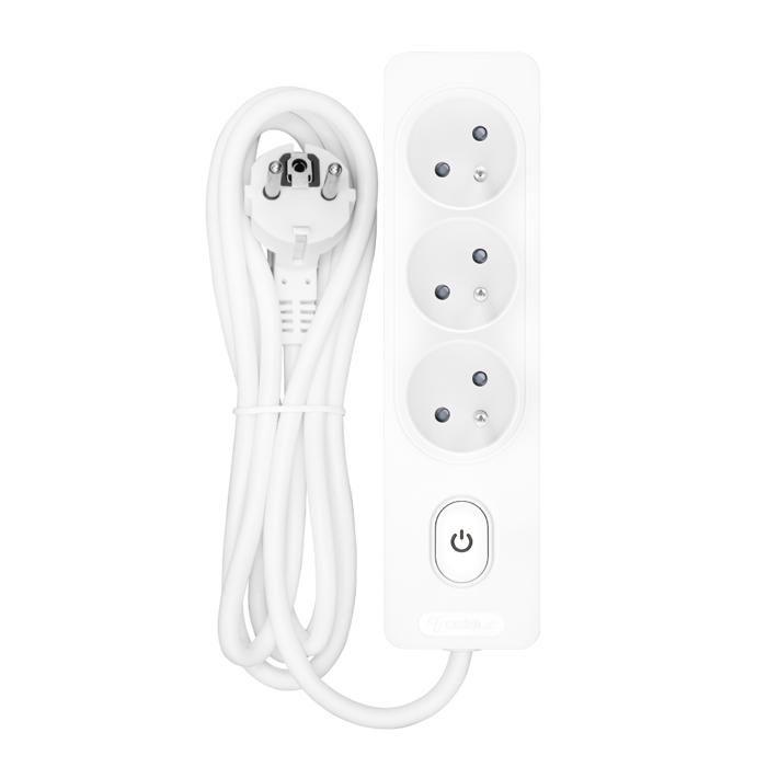 Сетевой фильтр SELDUR G3FA22B, 3 розетки типа E + выключатель с индикатором, Белый, кабель 2 м