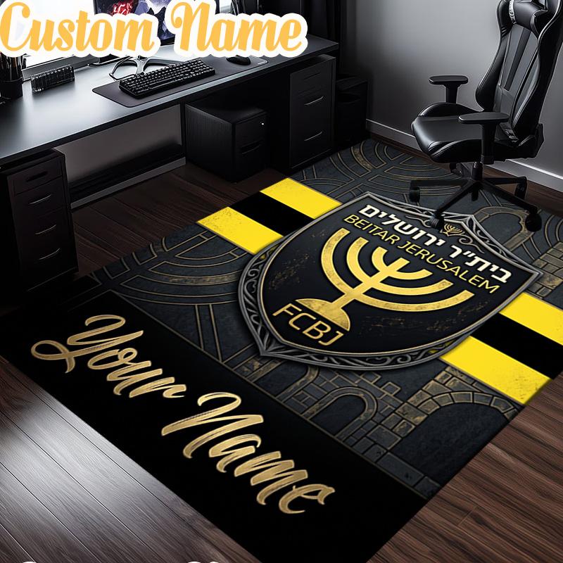 Custom Name Jerusalem Fc Logo Design Rug, Office Rug, Chair Rug, Carpet for Living Rooms, Doormat Game Rug Home Decor Christmas Gifts