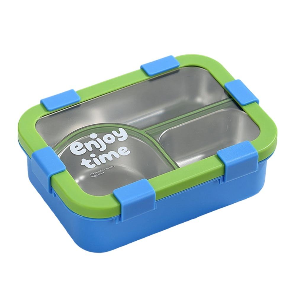 304 Stainless Steel Thermal Lunch Box 3 Compartments Bento Lunch Box  School Use