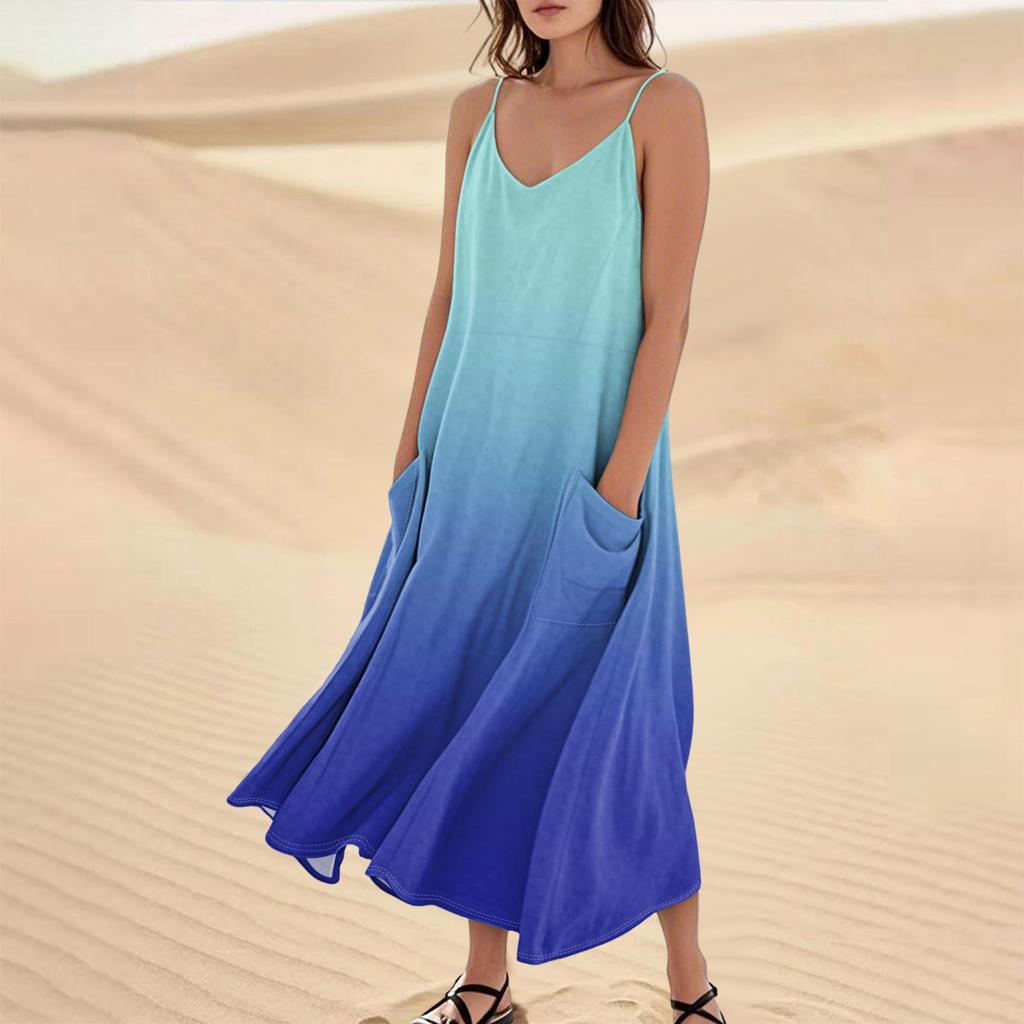 Женское летнее платье, повседневные свободные длинные пляжные платья для отдыха