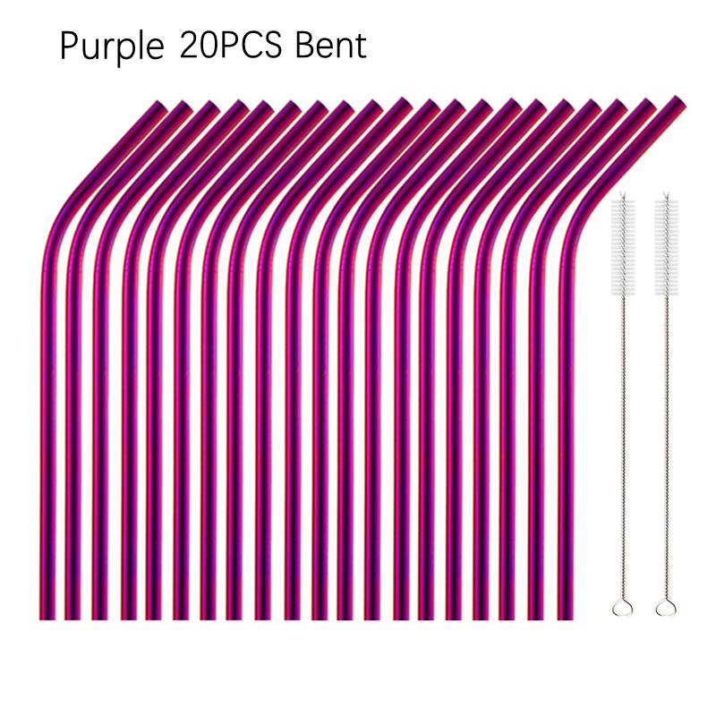 6*215mm 10 Colors Eco-friendly Reusable Metal Straws Set 304 Stainless Steel Drinking Straw Cocktail Party Favor Bar Accessory