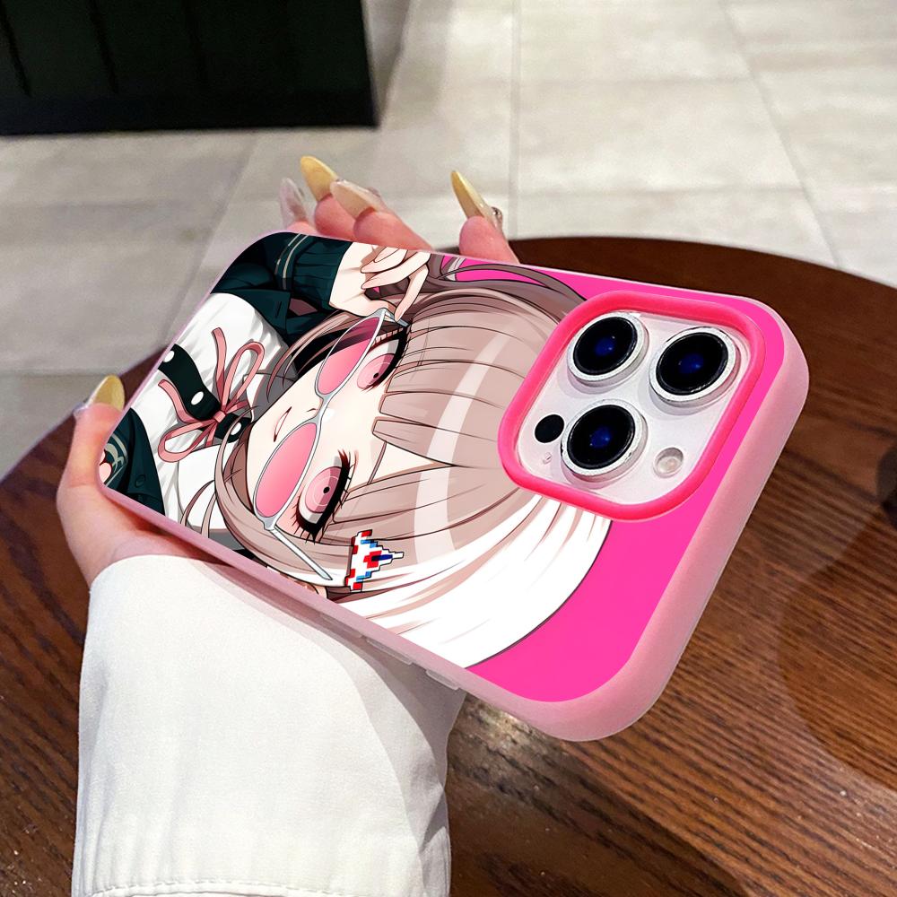 Чехол для телефона Danganronpa Чиаки Нанами для iPhone 17 16 15 14 13 12 11 Air Pro Max Plus Желейный Двухслойный Розово-Красный Чехол