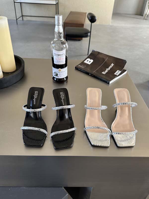 2025 spring and autumn new fashion high-heeled sandals women's thin-heeled rhinestones with temperament name high-heeled shoes