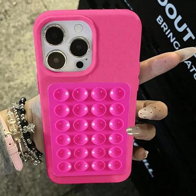Чехол для телефона с присоской и узором личи для iPhone 17 16 15 14 13 12 11 Pro Max Air 16 15 14 Plus XS XR X Ударопрочный чехол