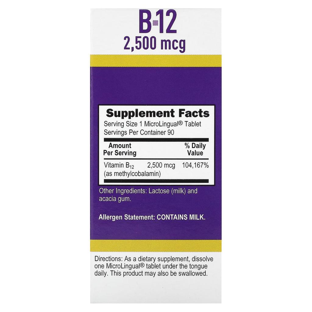 Methylcobalamin B-12, 2,500Mcg, 90 Instant Dissolve Tablets