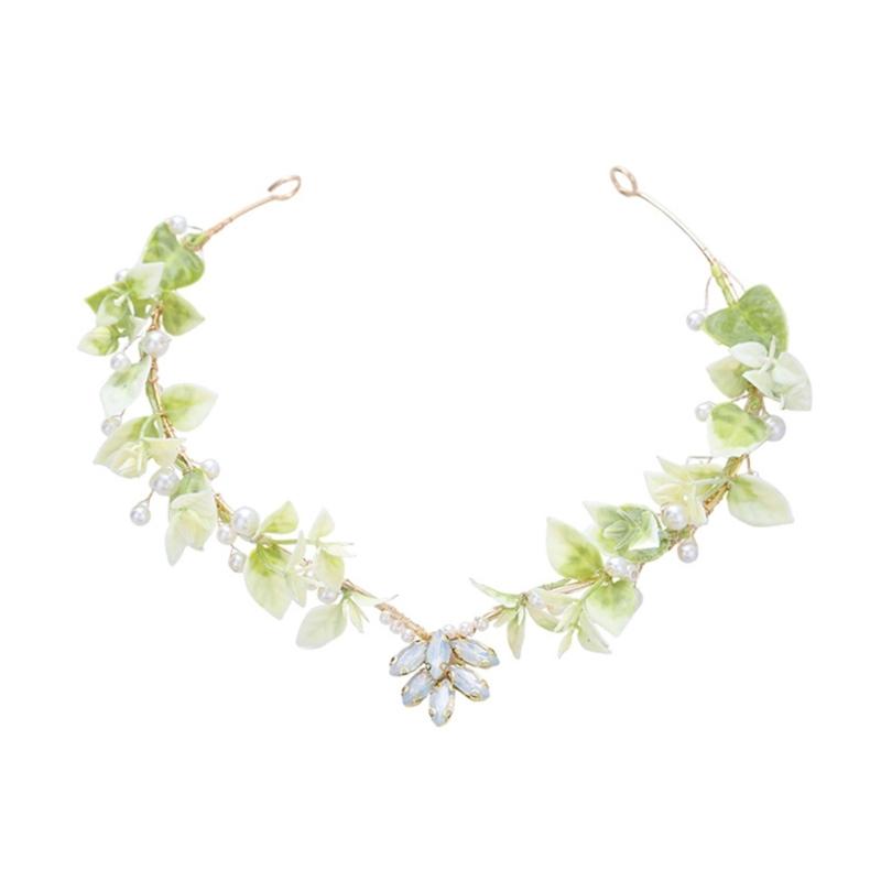 Зеленый Лист Лобная Капля Головное Украшение Лесной Hair Jewelry Для Свадьбы Ручная Работа Хрустальное Украшение Ободок