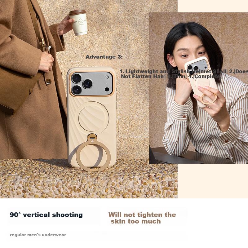 Torras QFlow Pivot Case Top Seller | Soft Liquid SiliconeCompatible with Apple iPhone 17 Pro Magnetic Charging Protective Case Apricot