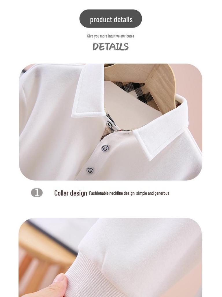 Boys' Stylish Korean Lapel Polo Sweatshirt - Spring Fashion for Big Kids