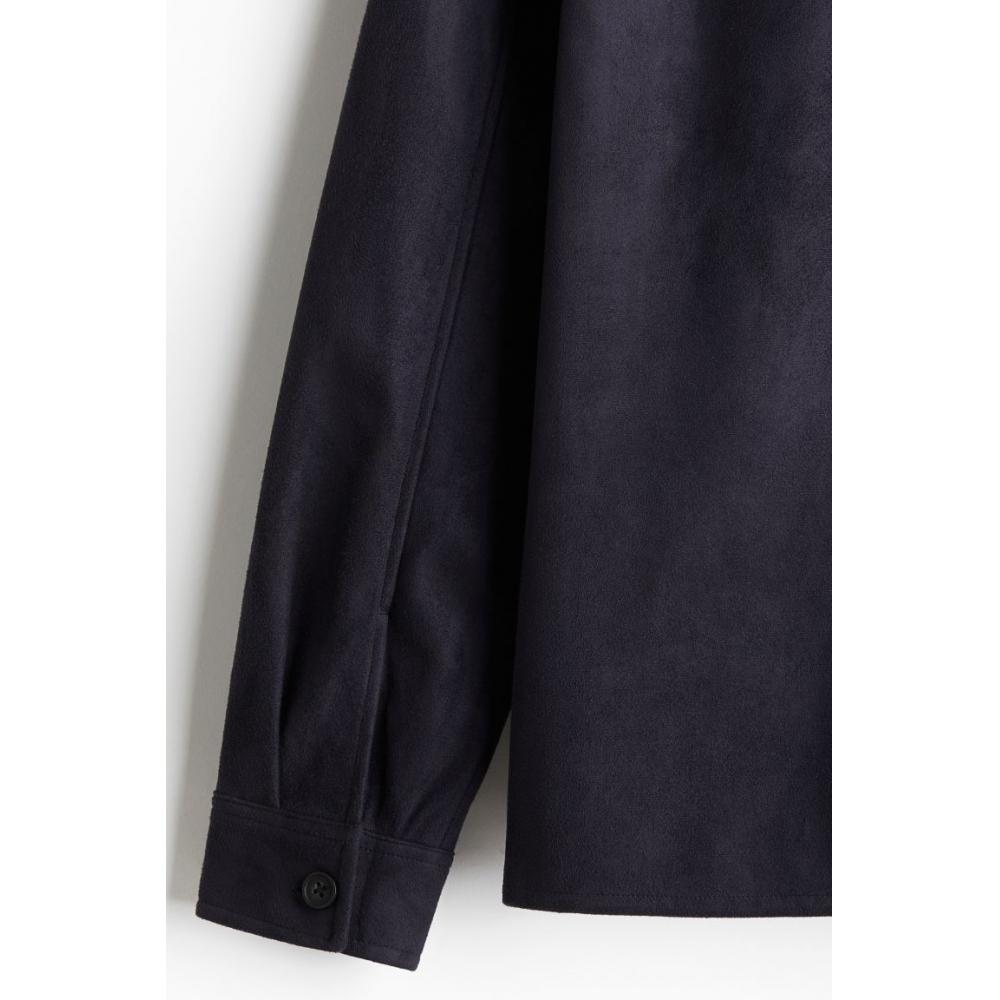 HM Textured oversHirt Regular Fit Navy Blue