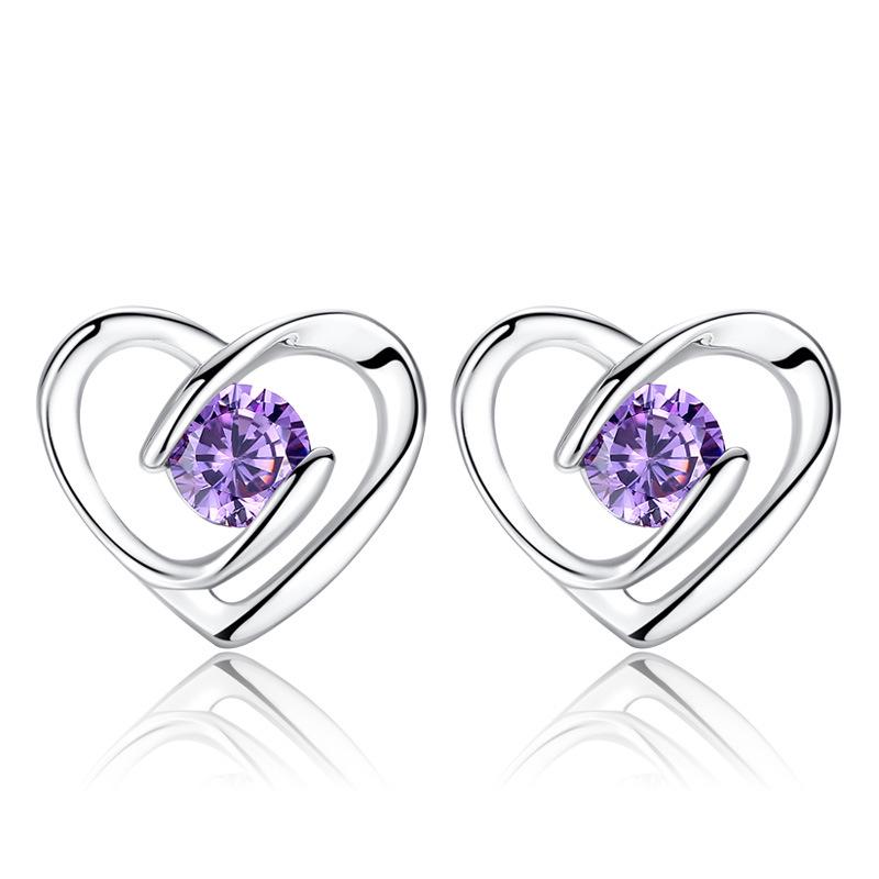 925 Silver Women Hoop Earrings Fashion Pendientes Gift for Female Girl Sparkling Pave CZ U Heart Shape Star Moon Earring E007