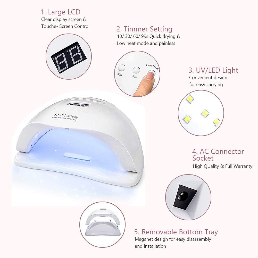 Sun X5 Plus UV LED Nail Lamp 150W Auto Sensor Quick Dry Nail Dryer White