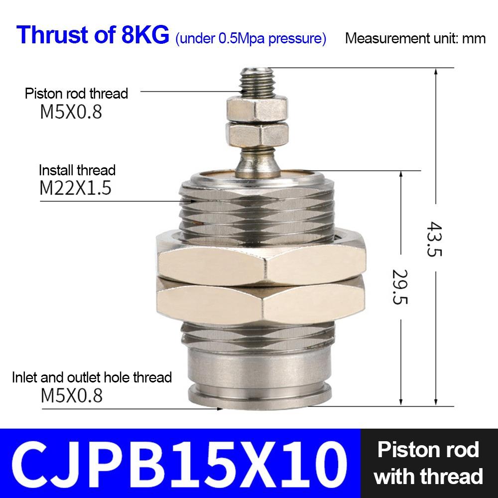 1Pcs Bore 6/10/15mm CJPB Pneumatic Cylinder SMC Type Stroke 5-20mm Mini Air Cylinder Spring Return Single Acting