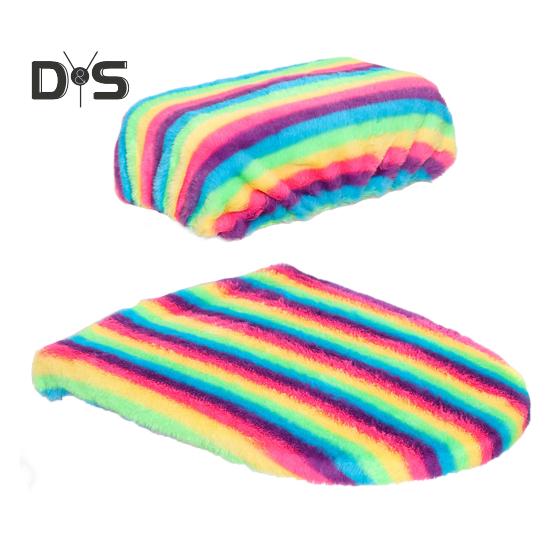 Мягкий плюшевый чехол для унитаза, набор с эластичными краями радужного цвета, легко подгоняемый чехол для унитаза, декор для ванной комнаты