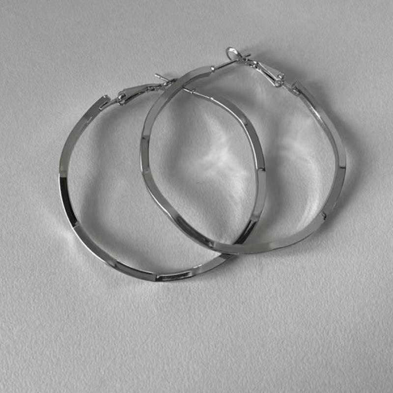 Серьги-кольца из серебра 925 пробы, европейский и американский стиль - Элегантные, легкие, универсальные, простого и роскошного дизайна для женщин