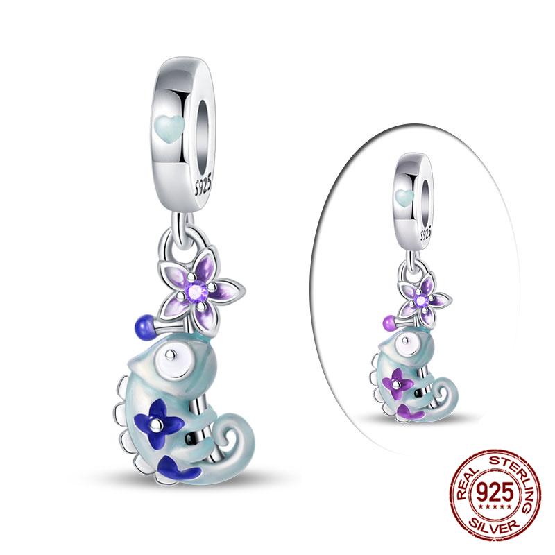925 Silver Chameleon Beads Firefly Charms for DIY Jewelry Making Women Bracelet Gift 100%
