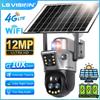 LS VISION V380 12MP 10XZoom 4G Solar Camera Wifi Outdoor Three Lens 6K Human Detect Light Alarm Cctv PTZ 360 Surveillance Camera