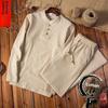 Men's Retro Chinese Style Cotton-Linen Long Sleeve Two-Piece Suit