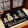 1pc Cat-Themed Welcome Door Mat, Vintage Easy Design with Multi-Cat Silhouettes, Lightweight, Machine Made, Suitable for Living Room, Bathroom, Laundr