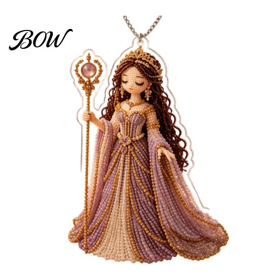 Holiday Scepter And Shell Decor 2D Flat Acrylic Christmas Ornaments, Bead Embroidered Art Goddess Decorations Pattern Pendant, Double-Sided