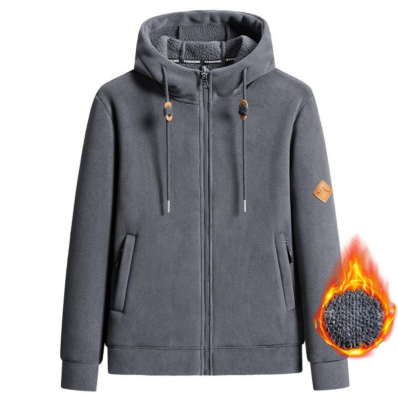 Зимняя толстовка с капюшоном из овечьего флиса для мужчин, корейская версия, толстая теплая куртка на молнии из кораллового флиса, пальто с капюшоном для пары, Sudaderas Para Hombres