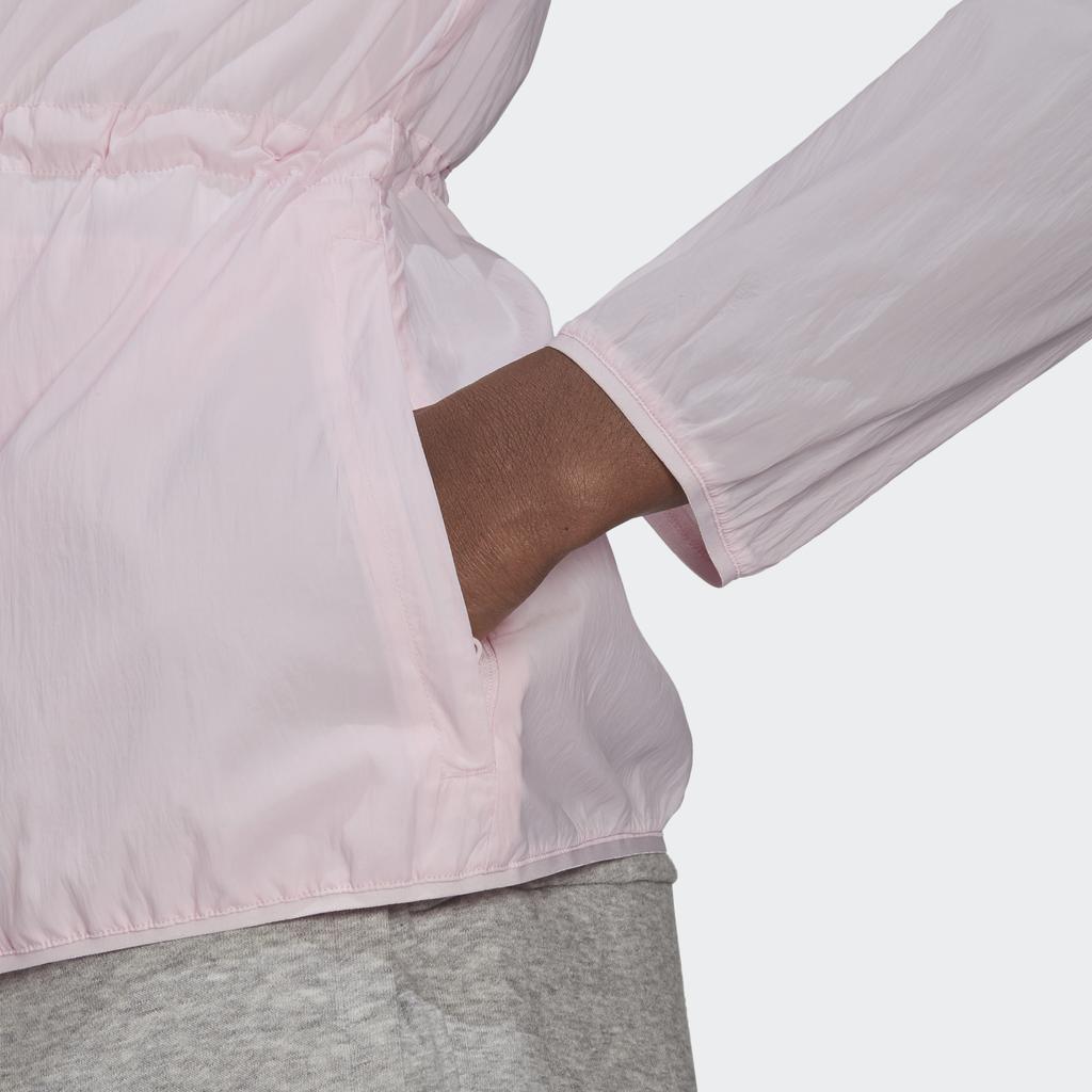 Adidas Женская ветровка с принтом логотипа, регулируемая, женские куртки розового цвета GQ0630