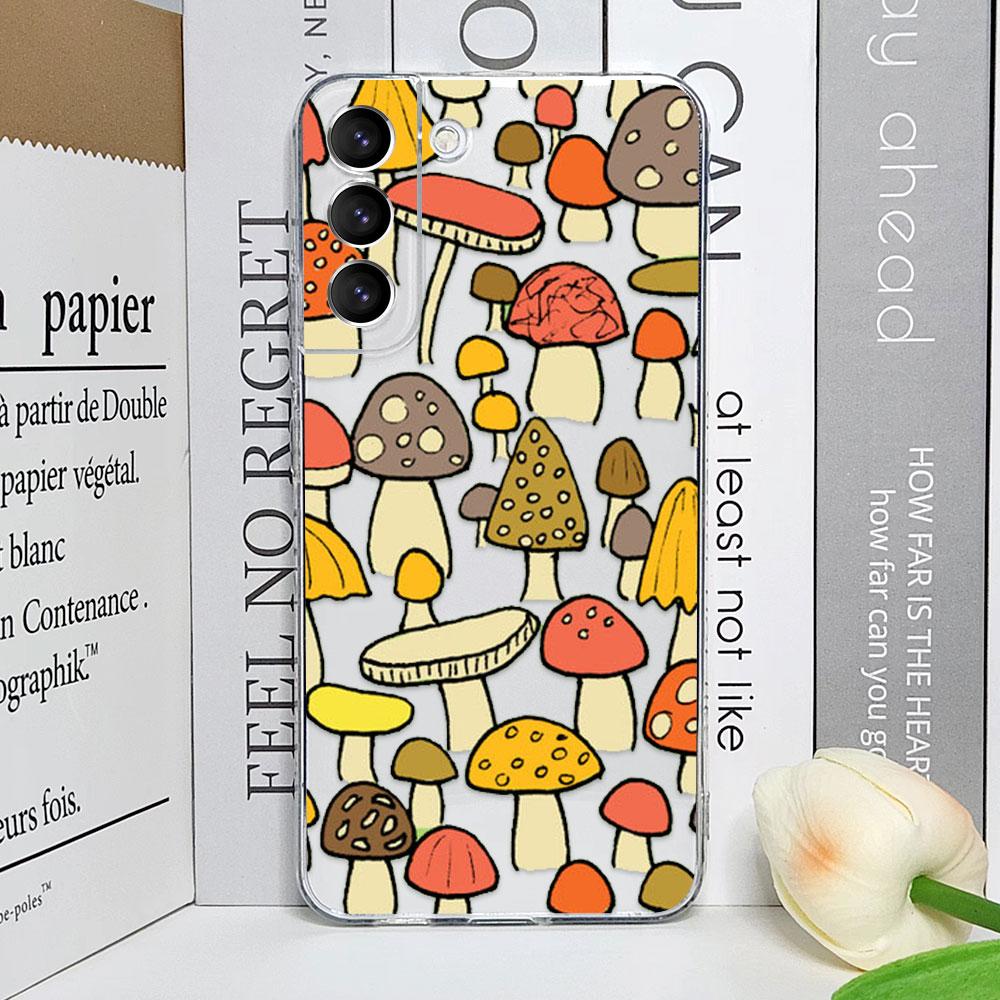 Cute Forest Fantasy Mushroom Phone Case for Samsung Galaxy S25 S24 S23 FE S22 Plus S21 Ultra Transparent Soft Covers Art Fundas