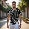 Summer Round Neck 3D Black Hole Visual Illusion Print Top Fashionable Casual Short Sleeved Men's T-shirts