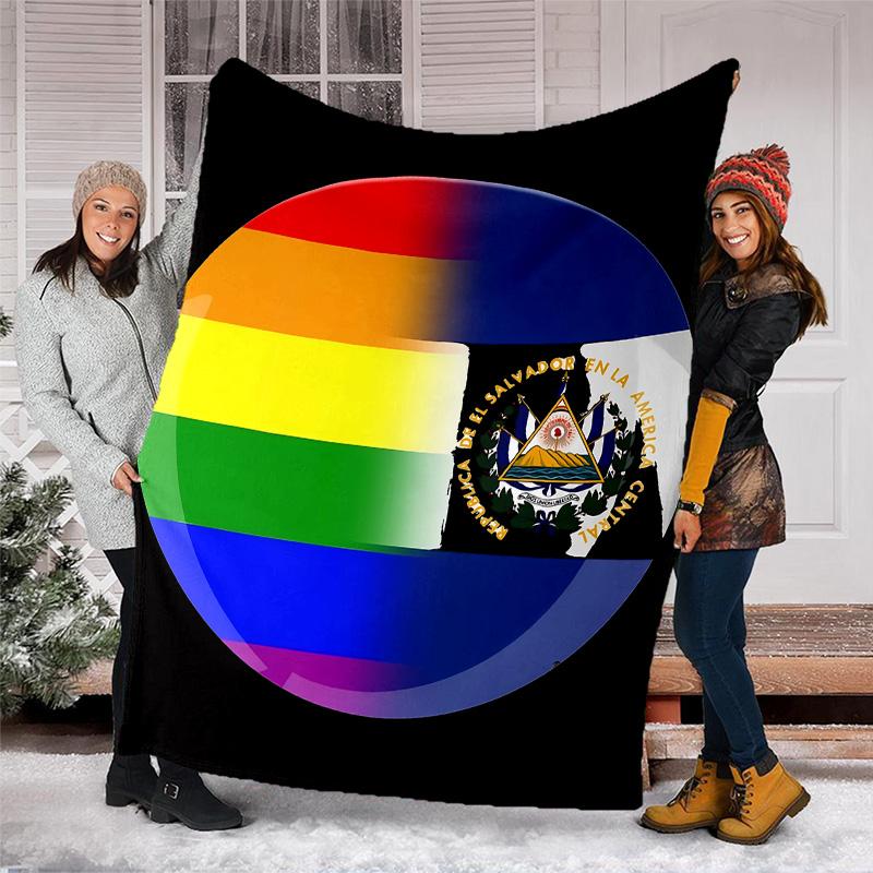 flag of El Salvador printed throw blanket—lightweight,soft,warm;versatile blanket for all seasons—perfect as &air-conditioning throw,nap blanket