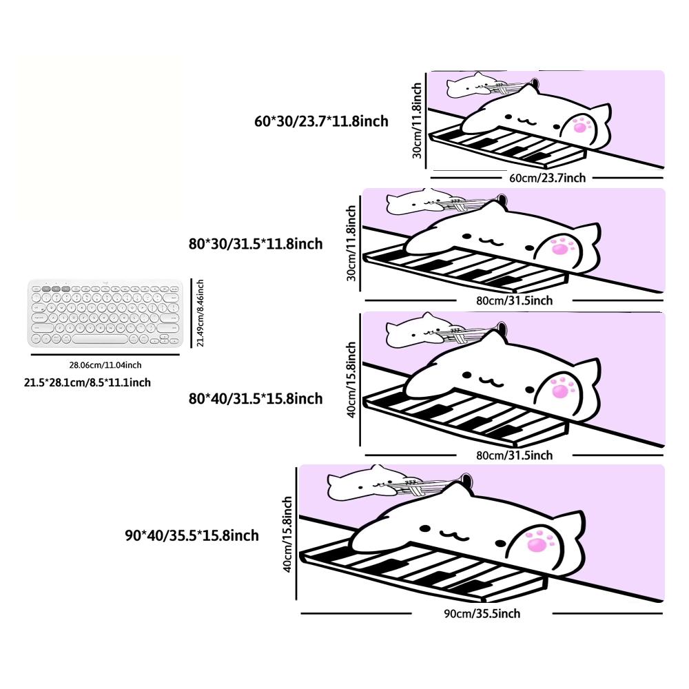 Large XXL Cute Bongo Cat Gaming Mouse Pad Cartoon Deskmat Non‑Slip Rubber Keyboard Mat Pc Game Desk Mats Gamer Computer Mousepad