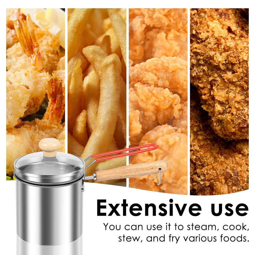 Фритюрница с корзиной-ситом, фритюрница из нержавеющей стали с ручкой и крышкой, мини-фритюрница для жарки рыбы, креветок, курицы