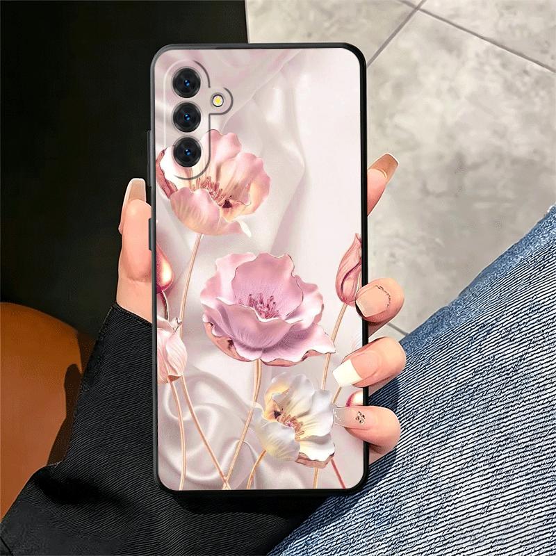 Красивый Розово-Золотой Арт Мягкий Чехол для Телефона для Samsung A17 A37 A57 A16 A26 A36 A56 A15 A25 A35 A55 A14 A24 A34 A54 A13 A23 A33 A53