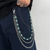 Turquoise Pearl Waist Chain Tassel Pants Chain Goth Punk Belt Chain  Male