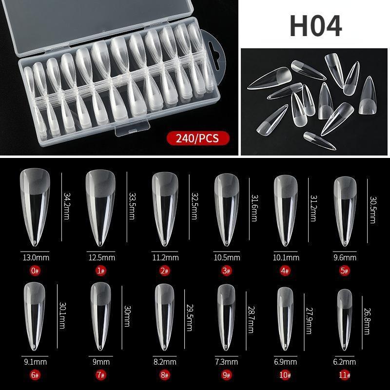 240pcs Press On Nails Coffin Nail Tips Clear Full Cover Fake Acrylic UV Gel Nails Extension System Oval Almond Sculpted False Nail Tips