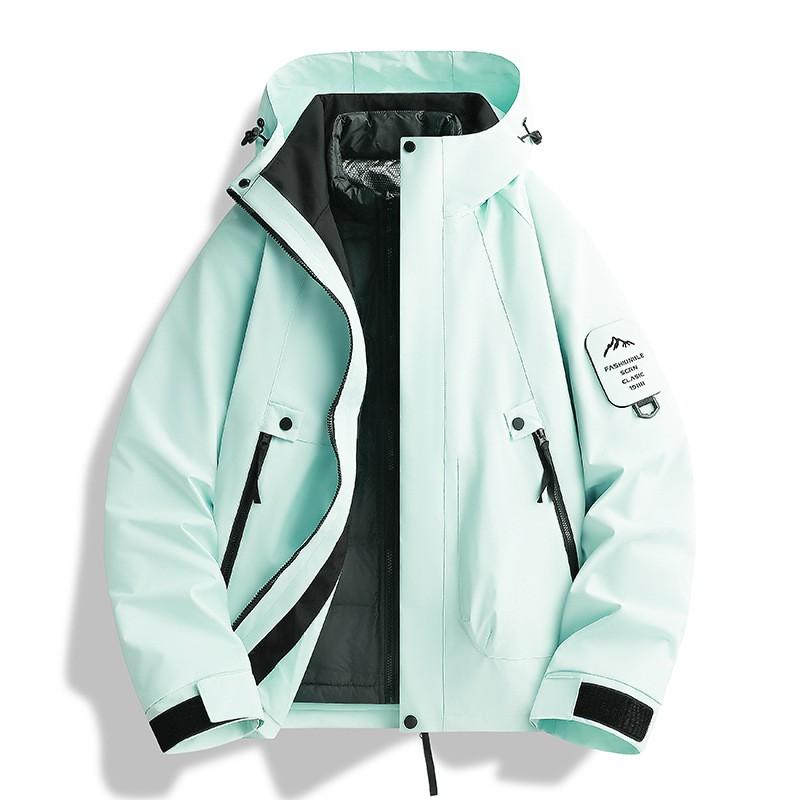Mens 3-in-1 Waterproof Hooded Outdoor Jacket With Removable Fleece Liner Layered Coat Hiking Camping