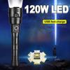Long Flashlight Detachable Handle Torch Super Bright Lantern Powerful 120W LED Lamp Long Range Flash Light Waterproof Torch Light