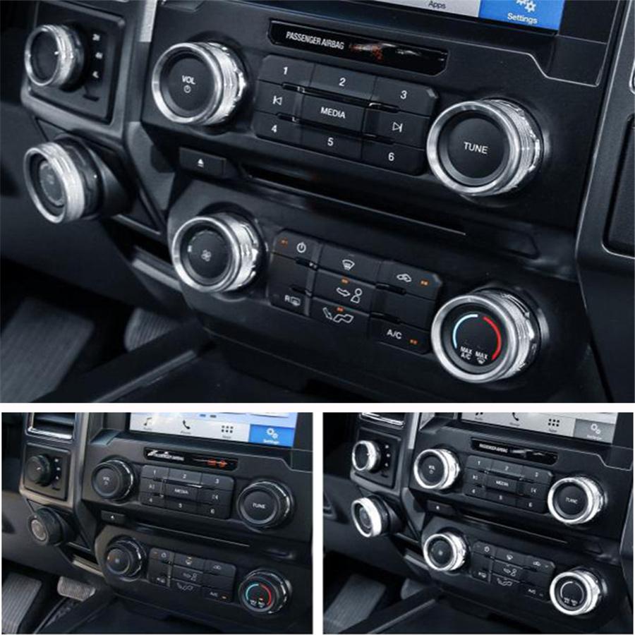 New 6x For 16-18 Ford F150 Air Conditioner Audio Switch Knob Ring Cover Trim Silver