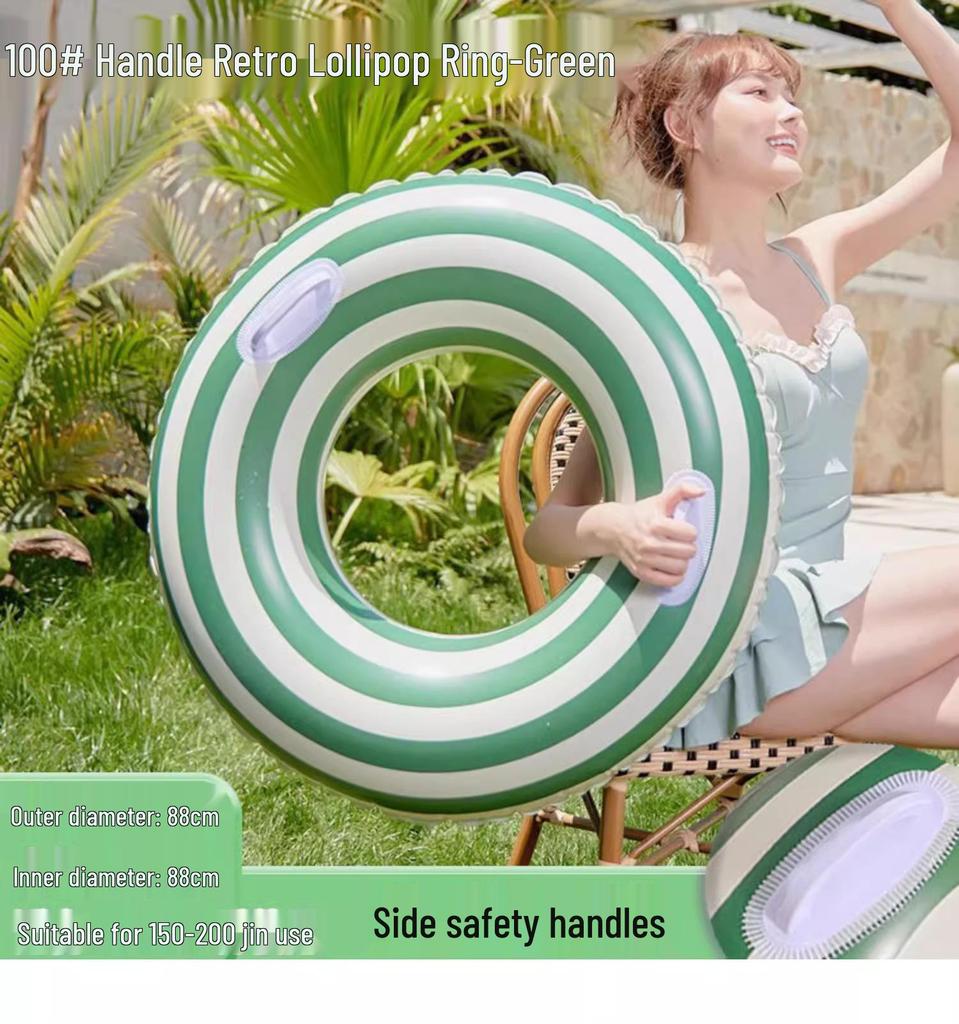 Adult Large Thickened Handle Lifebuoy Inflatable Double Airbag Swimming Ring - New Style